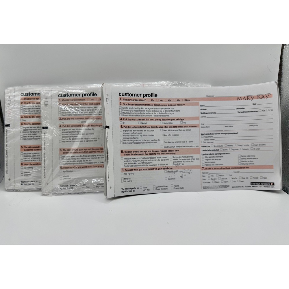 Mary Kay Customer Profile Cards 2 3/4 Packs Consultant Business Supplies